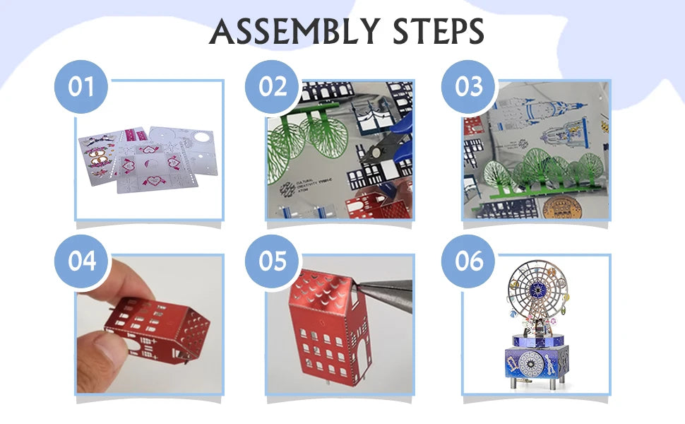 Microworld rompecabezas 3D regalo constelación amor tema caja de música giratoria Kits DIY rompecabezas