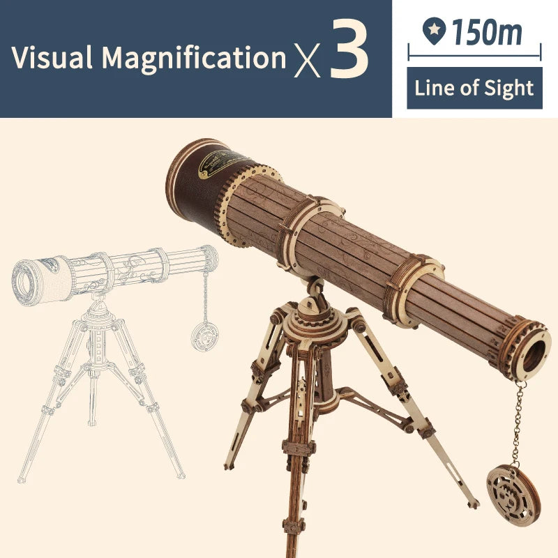 Robotime ROKR telescopio Monocular 3D juego de rompecabezas de madera juguetes de montaje para niños adolescentes adultos regalo de cumpleaños