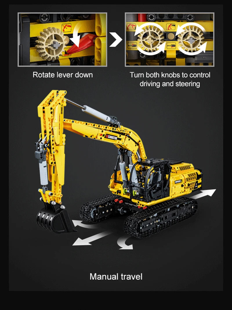Cada 1702 Uds 1:20 ciudad coche de ingeniería con Control remoto DIY modelo de bloques de construcción RC excavadora ladrillos