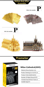 Microworld-rompecabezas de Metal 3D, Kits de modelos de construcción de catedral de Milán