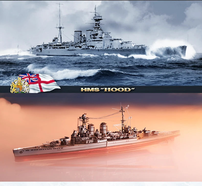 Piececool-rompecabezas de Metal 3D  modelo de construcción, buque de guerra, HMS HOOD