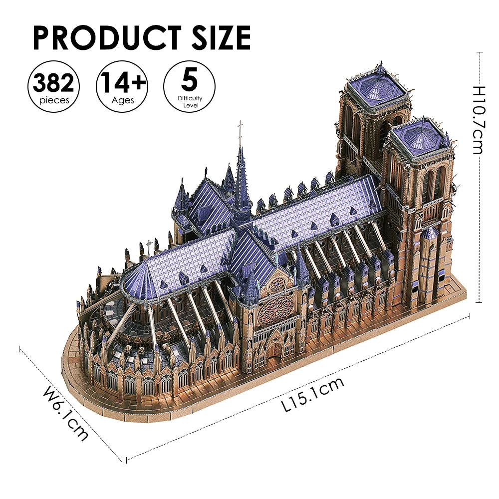 Piececool Rompecabezas Metal Cathedral de Notre Dame,