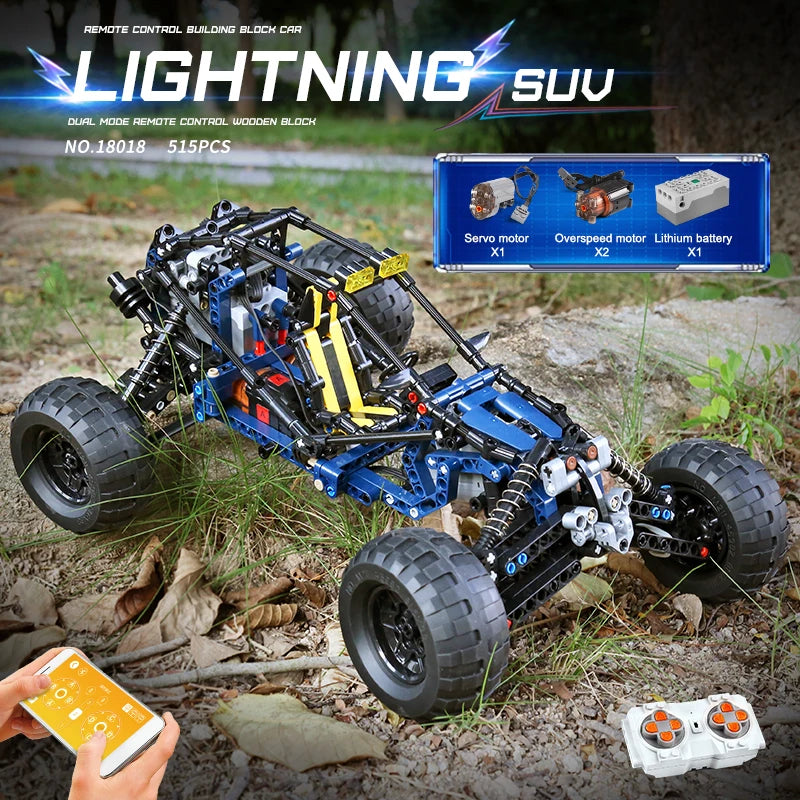 MOLD KING 18018 coche de escalada técnico MOC-3028 Lightning APP Control remoto coche modelo ladrillos