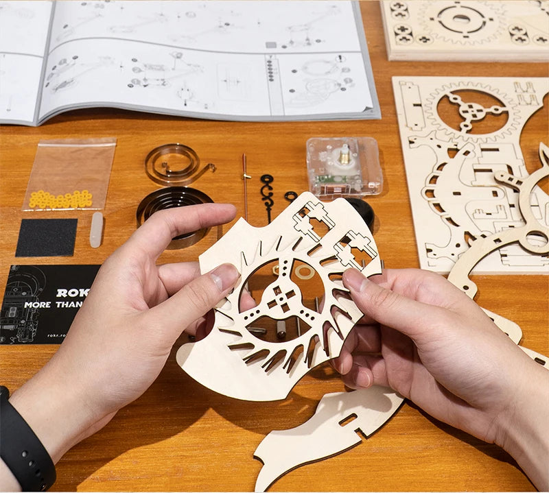 Robotime: rompecabezas 3D de madera con forma de reloj de búho, juego de construcción, juguetes