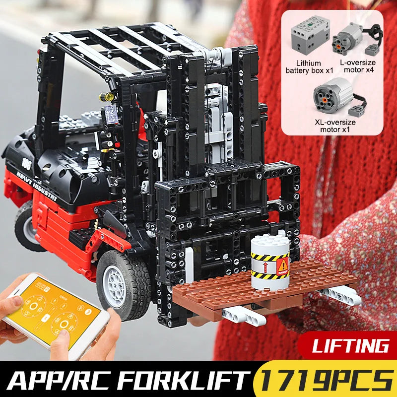 Mould King-bloques de construcción técnicos ladrillos de MOC-3681, vehículos de ingeniería de ciudad, carretilla elevadora RC