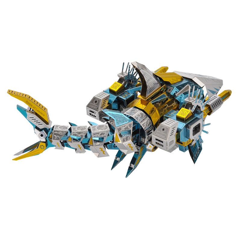 Tiburón Tigre Mecánico Metal 3D 123 piezas