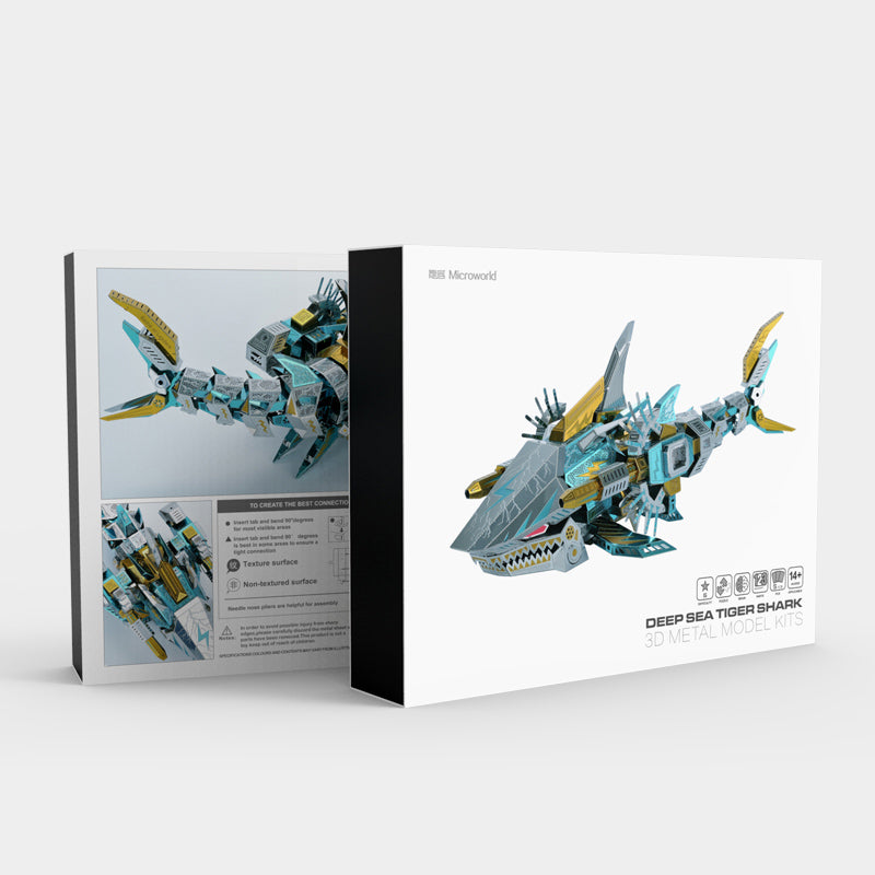 Tiburón Tigre Mecánico Metal 3D 123 piezas