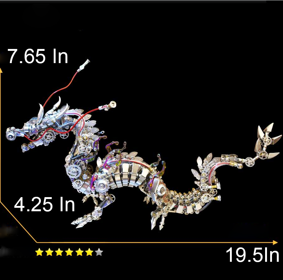 Dragón Chino Realista Metal 3D 1300 piezas
