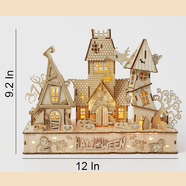 Casa Calabaza Halloween Madera 3D con Luces 147 piezas