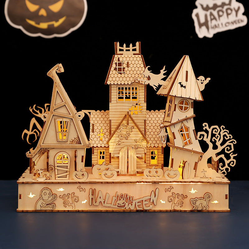 Casa Calabaza Halloween Madera 3D con Luces 147 piezas