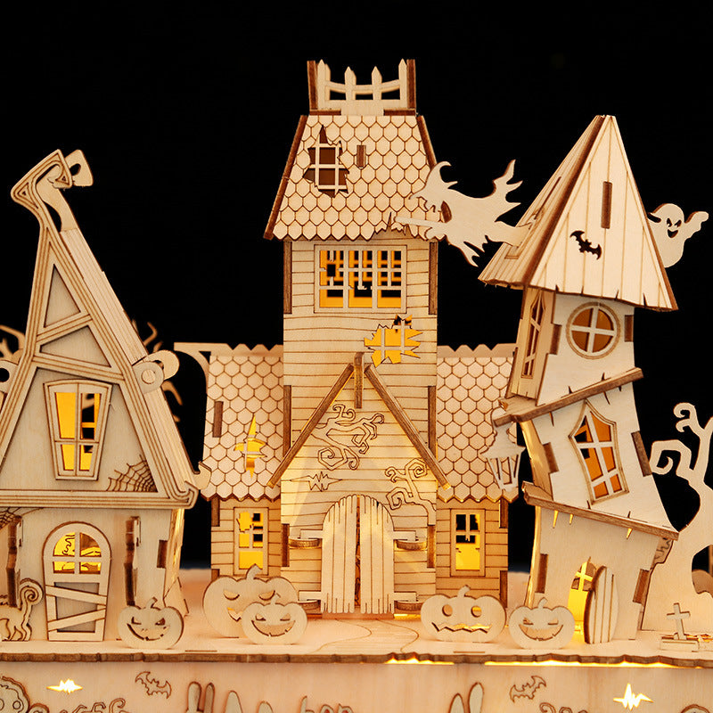 Casa Calabaza Halloween Madera 3D con Luces 147 piezas