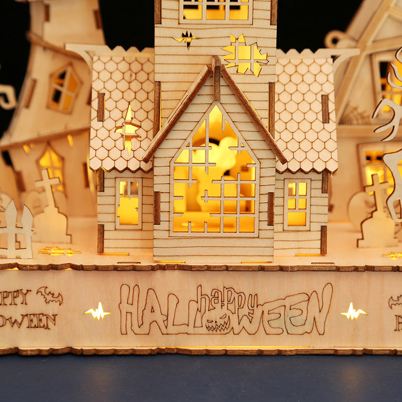 Casa Calabaza Halloween Madera 3D con Luces 147 piezas