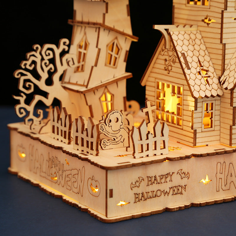 Casa Calabaza Halloween Madera 3D con Luces 147 piezas