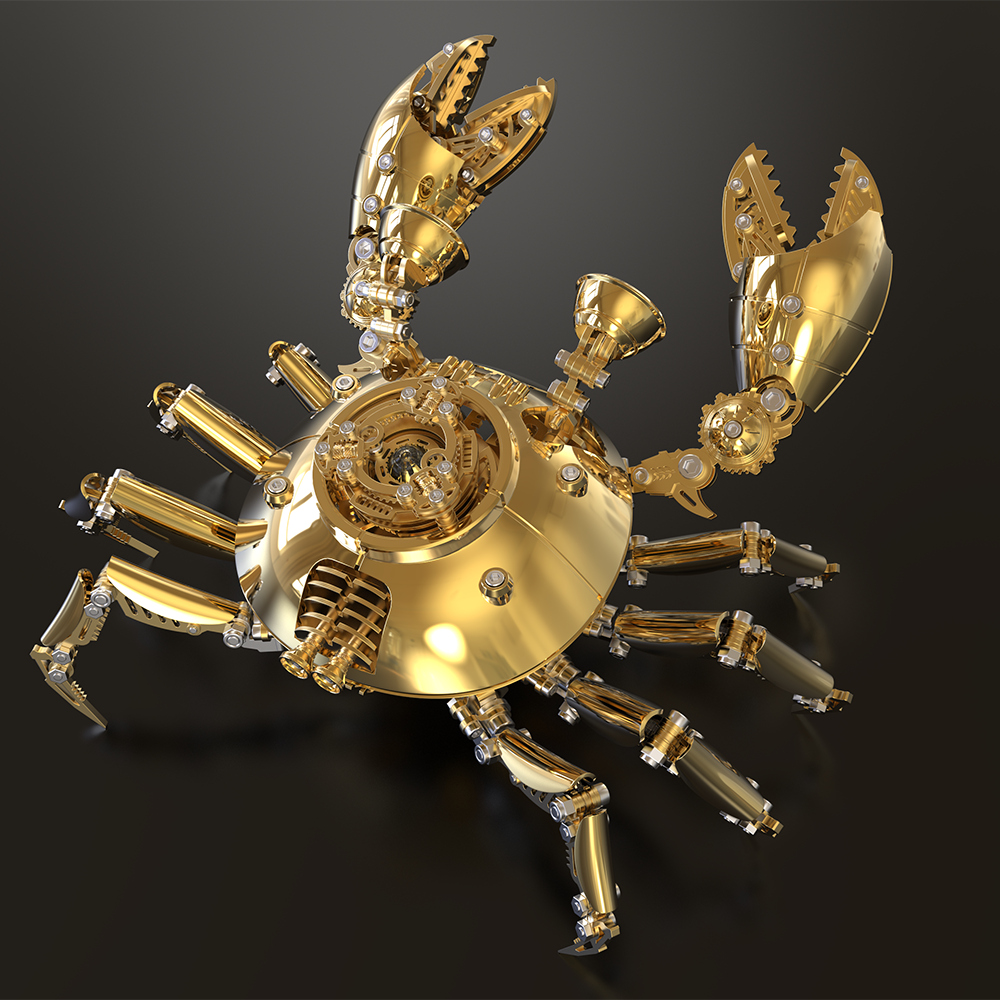Cangrejo Dorado Mecánico Metal 3D Coleccionable