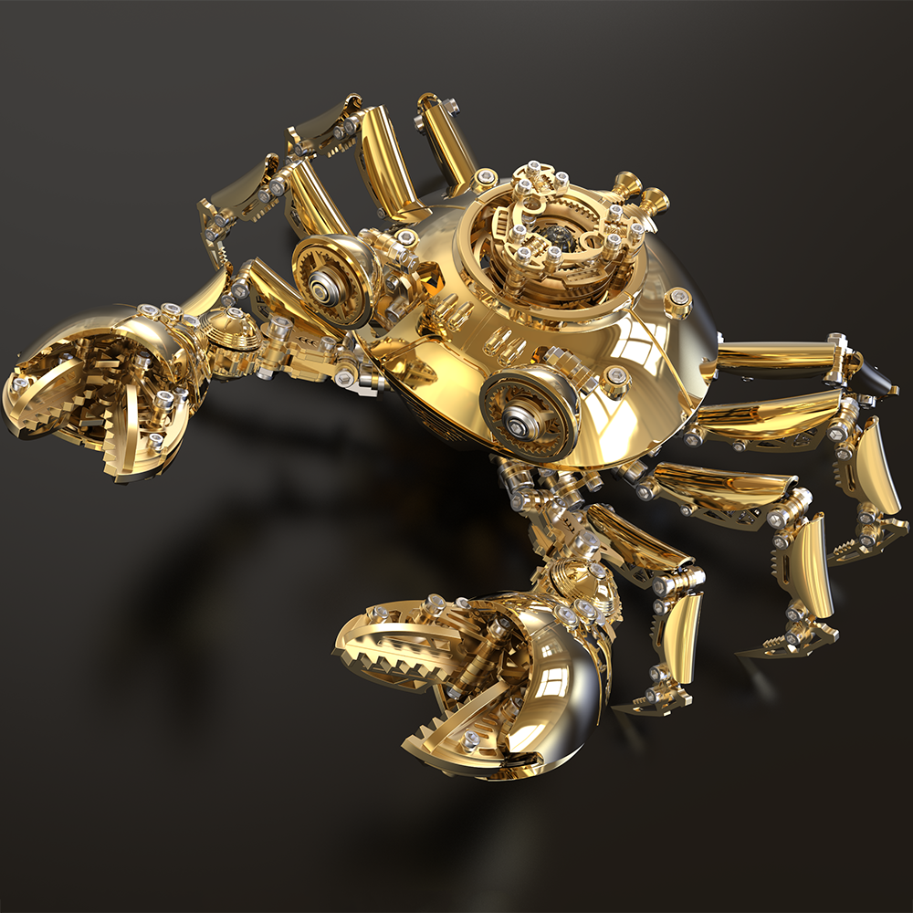 Cangrejo Dorado Mecánico Metal 3D Coleccionable