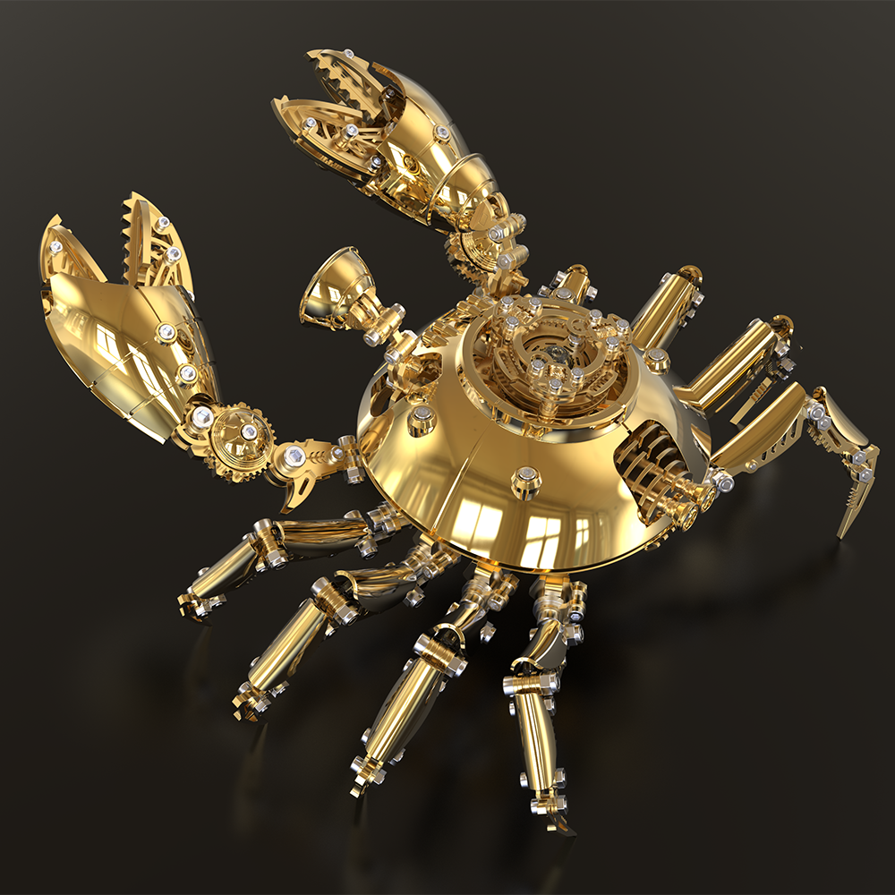 Cangrejo Dorado Mecánico Metal 3D Coleccionable