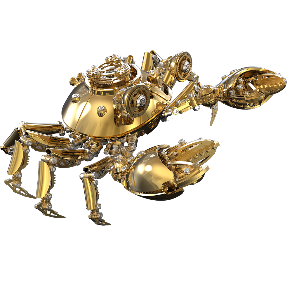 Cangrejo Dorado Mecánico Metal 3D Coleccionable