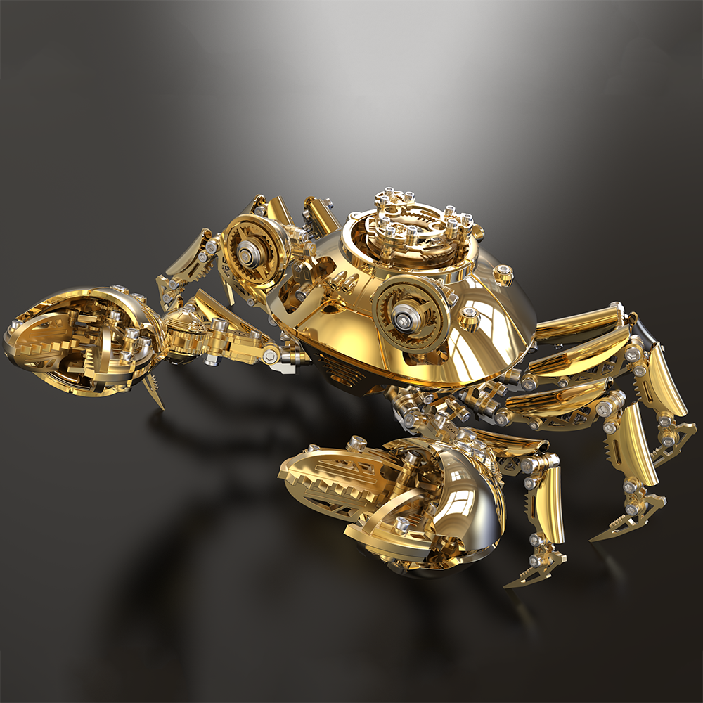 Cangrejo Dorado Mecánico Metal 3D Coleccionable
