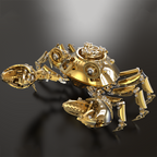 Cangrejo Dorado Mecánico Metal 3D Coleccionable