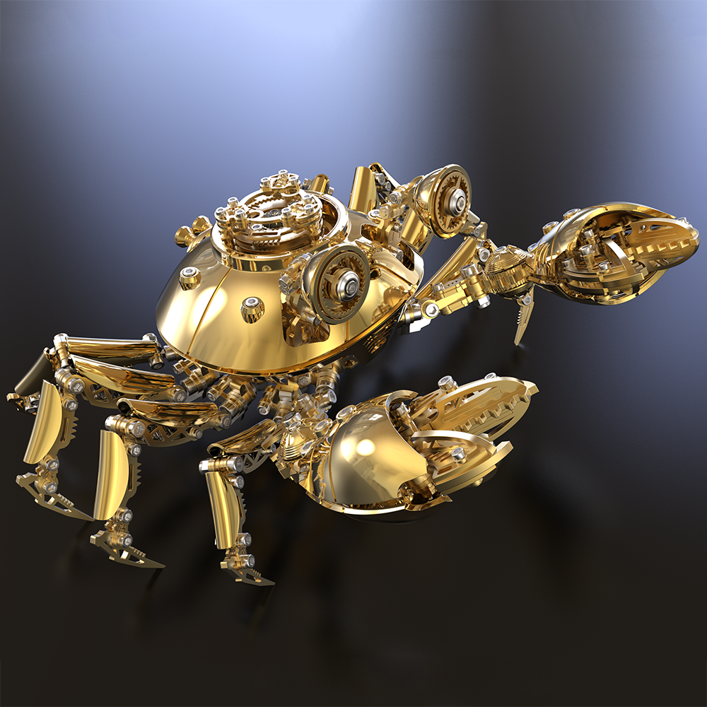 Cangrejo Dorado Mecánico Metal 3D Coleccionable