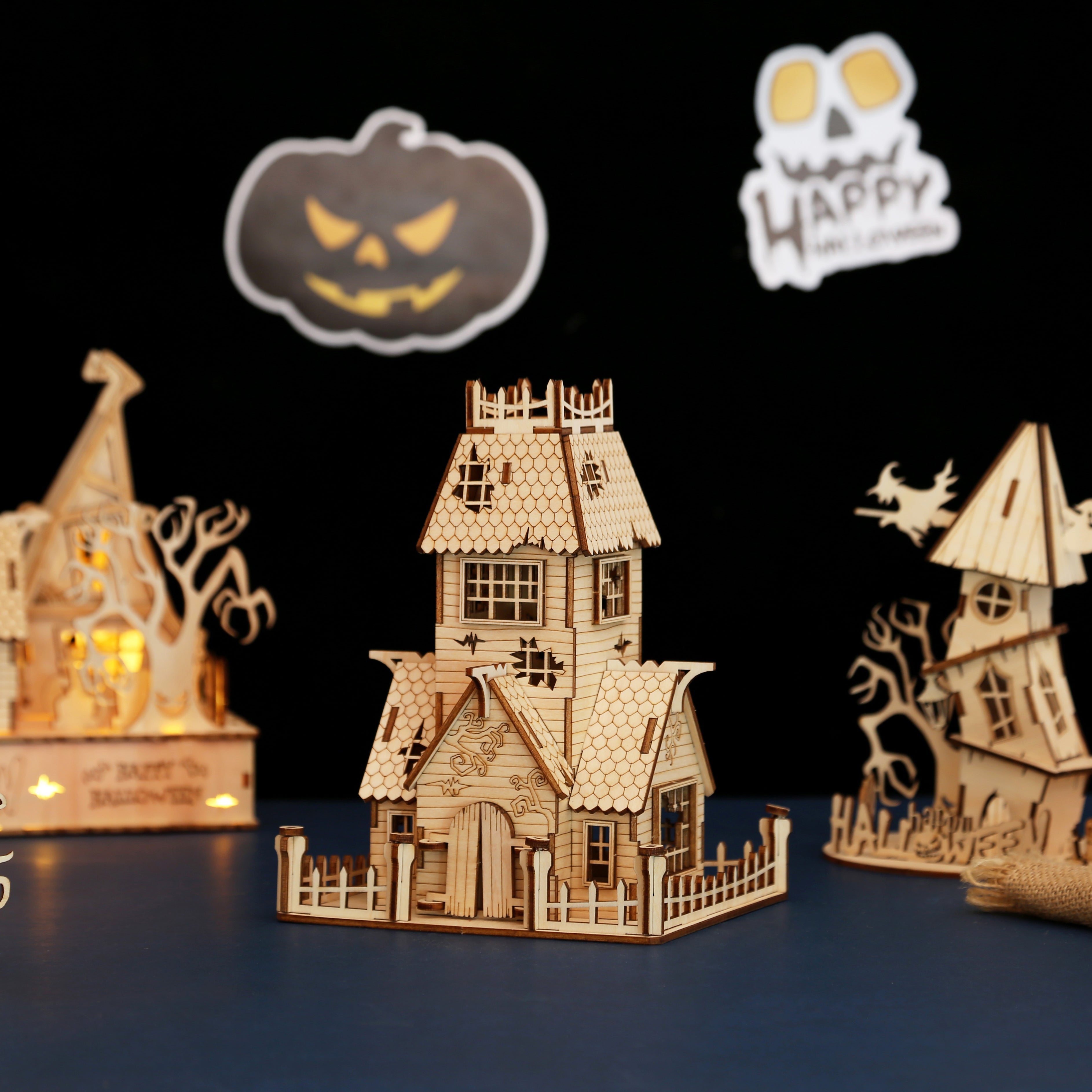 Casa Fantasma Halloween Madera 3D
