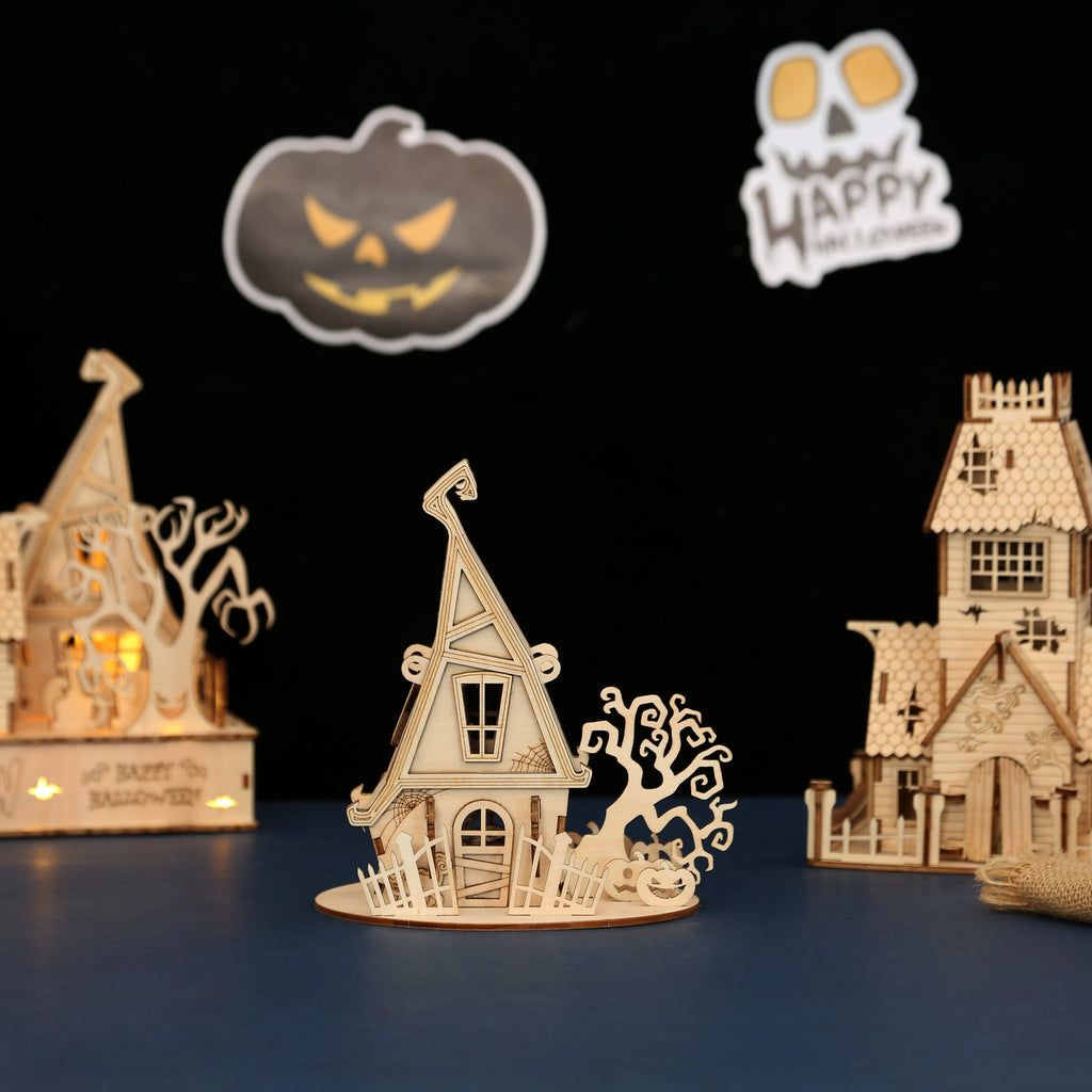 Casa Fantasma Halloween Madera 3D