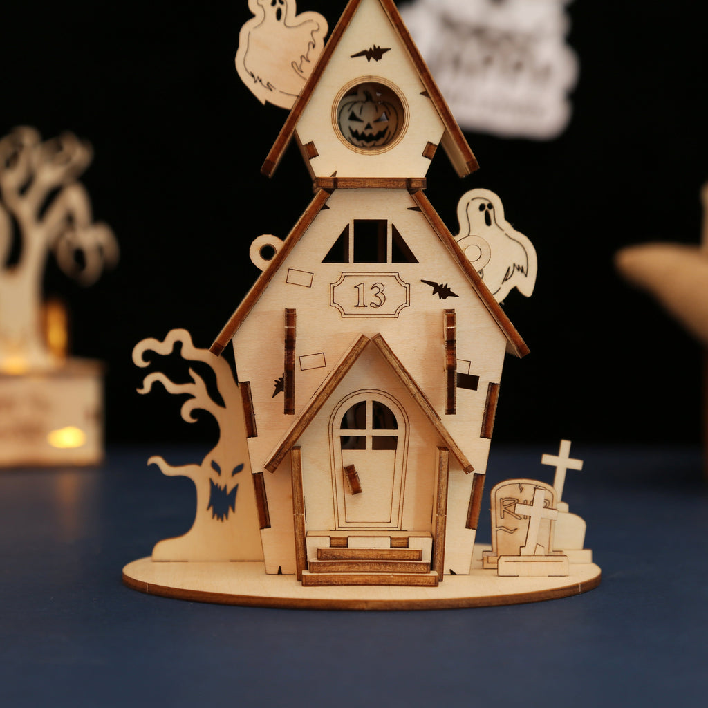 Casa Fantasma Halloween Madera 3D