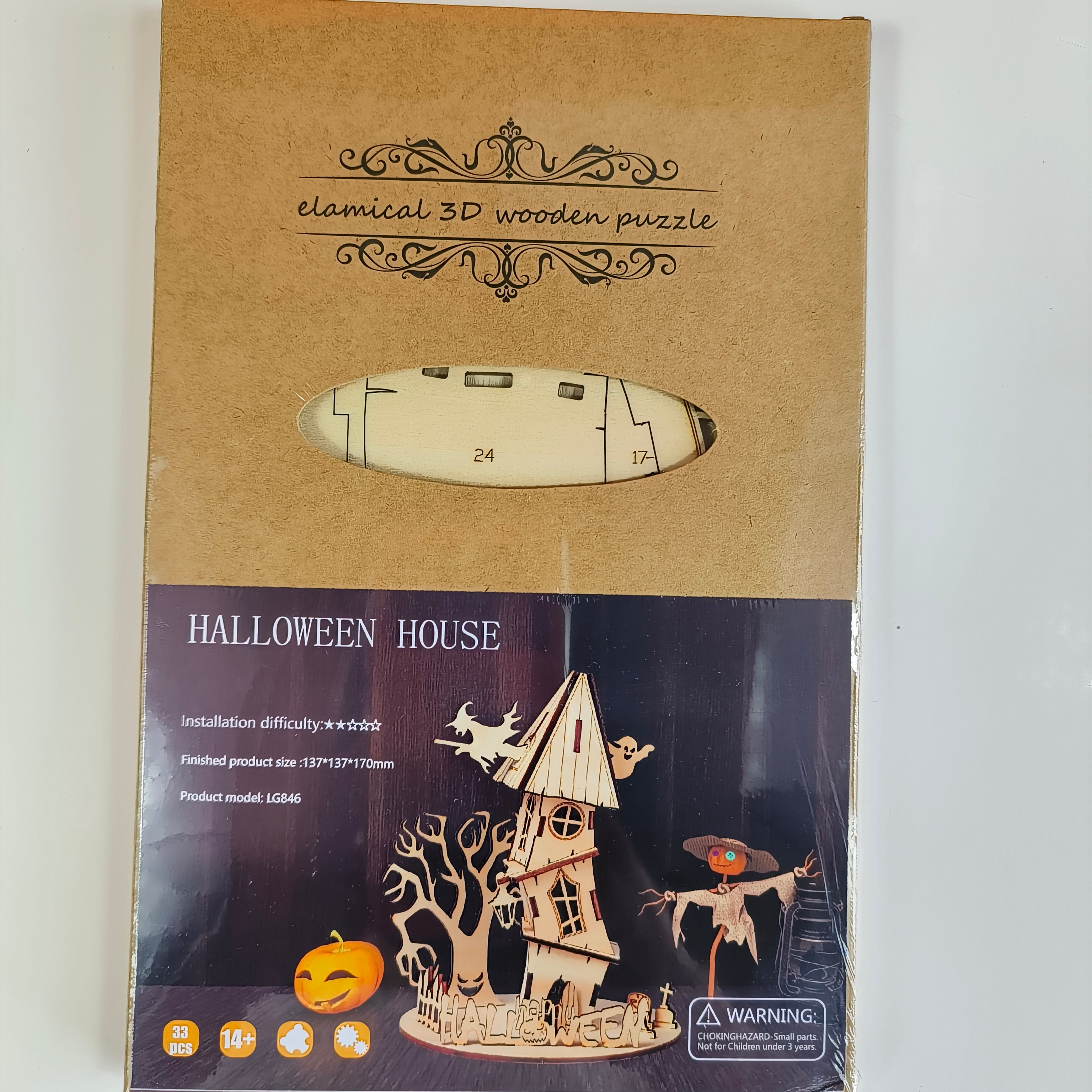Casa Fantasma Halloween Madera 3D