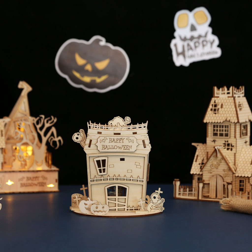 Casa Fantasma Halloween Madera 3D