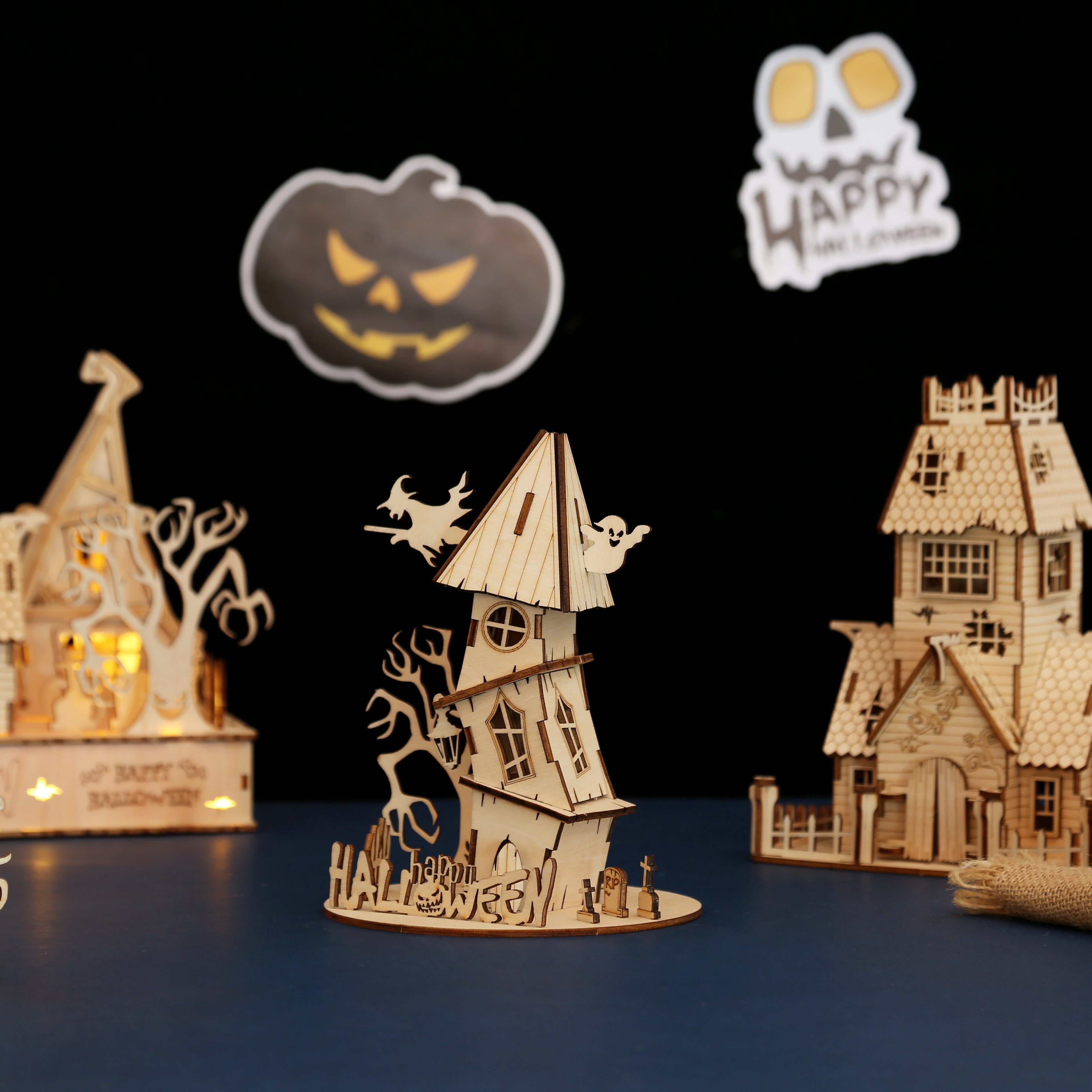 Casa Fantasma Halloween Madera 3D