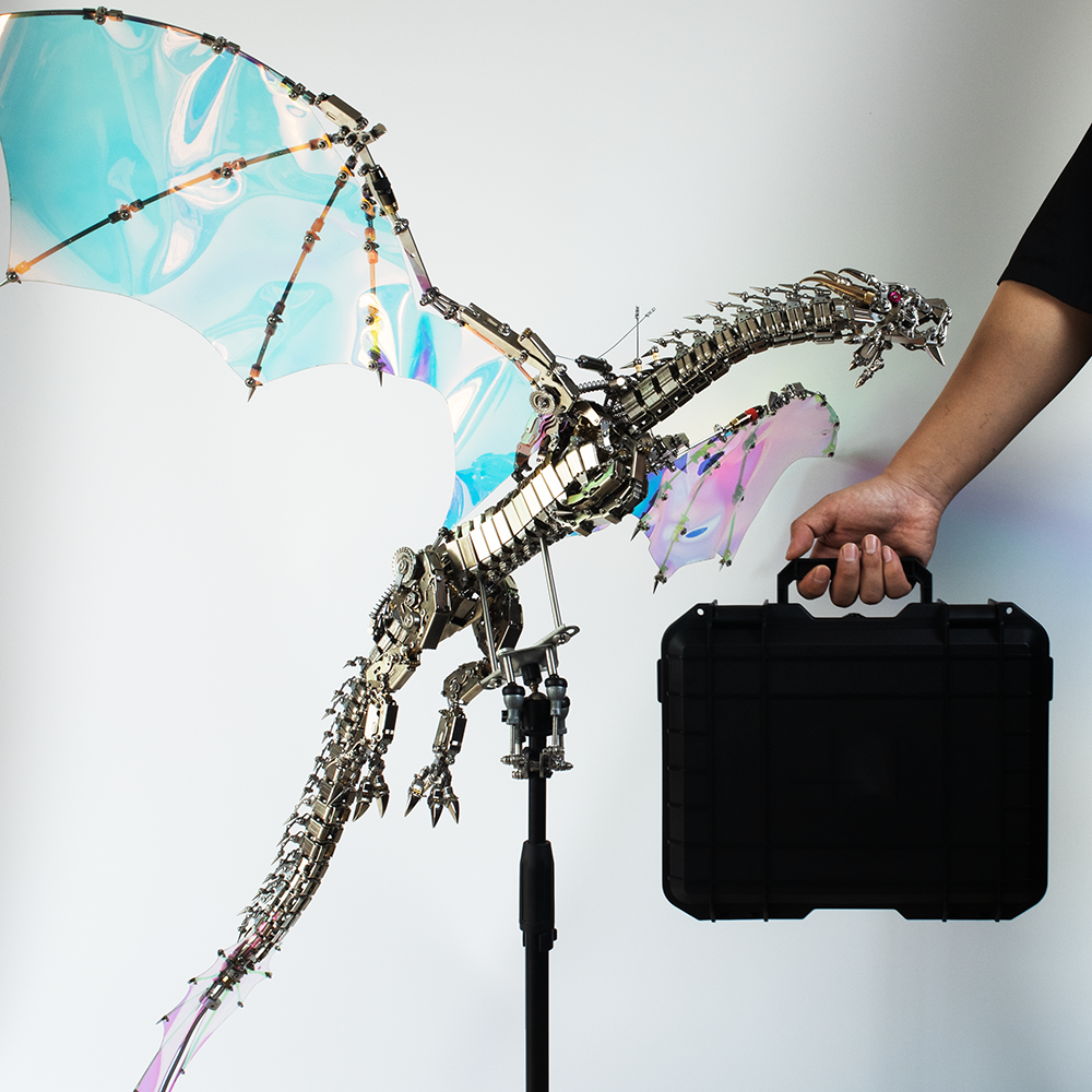 Dragón Mecánico Grande Metal 3D Criatura Mítica