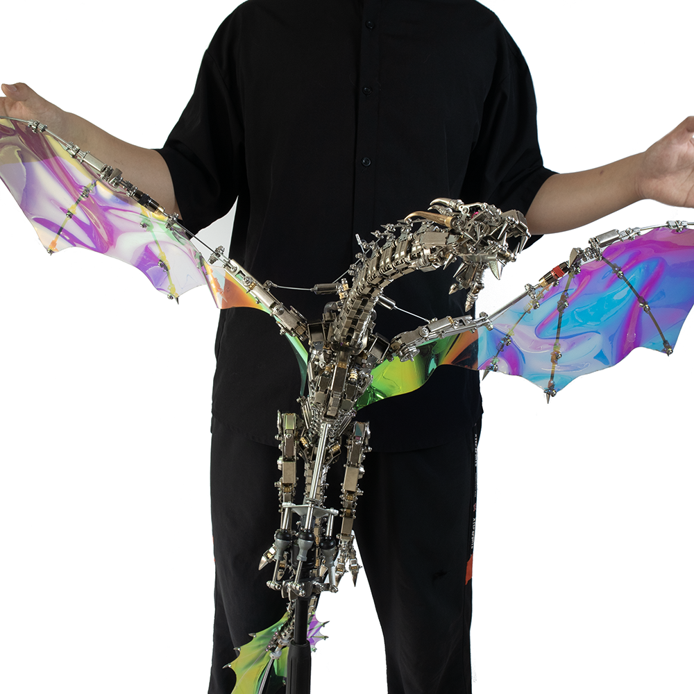 Dragón Mecánico Grande Metal 3D Criatura Mítica