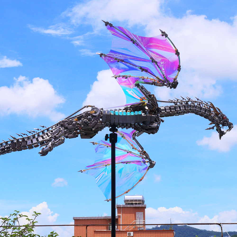 Dragón Mecánico Grande Metal 3D Criatura Mítica