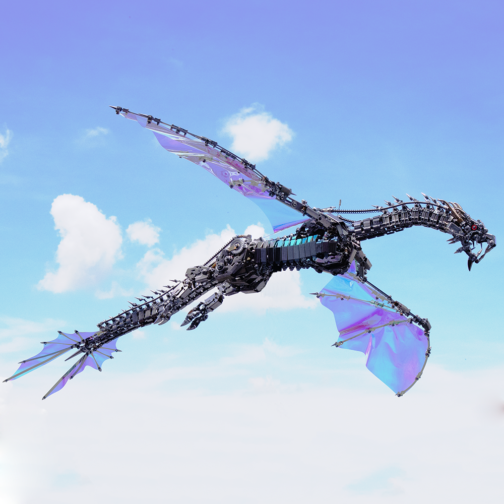 Dragón Mecánico Grande Metal 3D Criatura Mítica