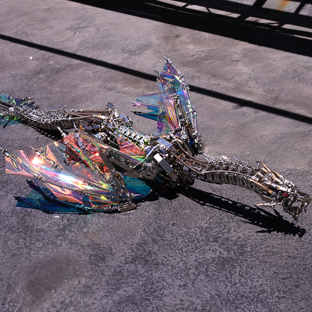 Dragón Mecánico Grande Metal 3D Criatura Mítica