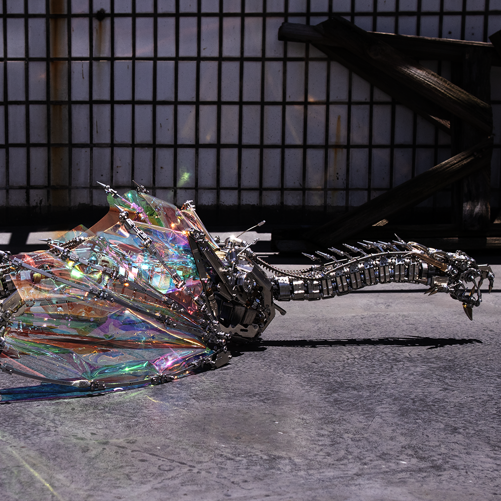Dragón Mecánico Grande Metal 3D Criatura Mítica
