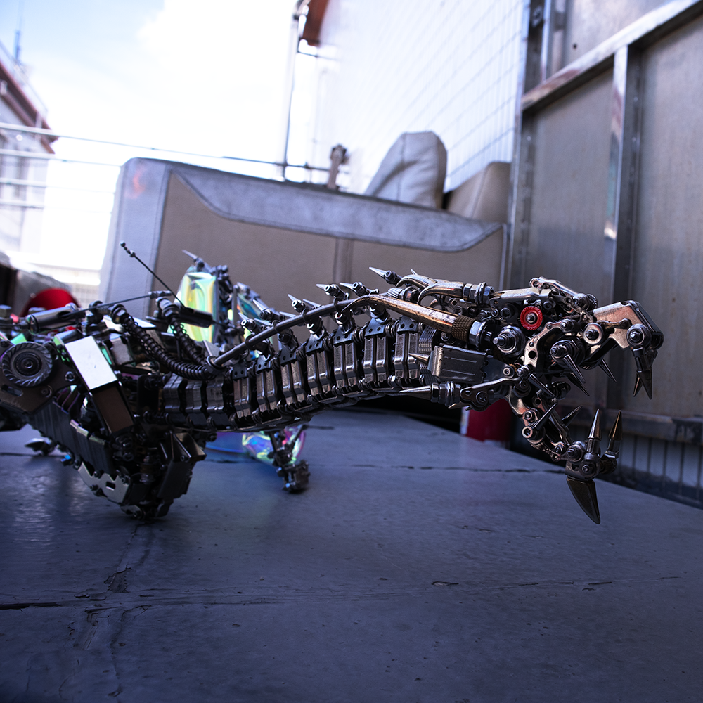 Dragón Mecánico Grande Metal 3D Criatura Mítica