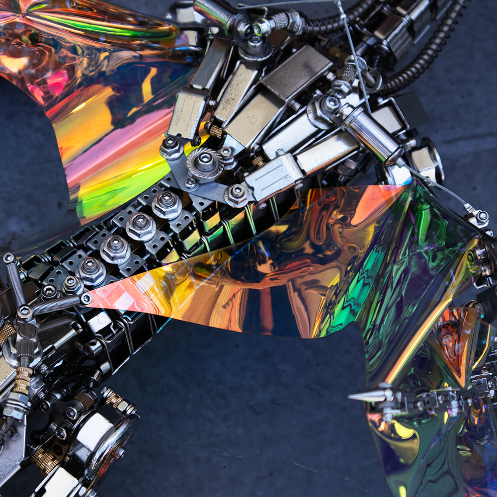 Dragón Mecánico Grande Metal 3D Criatura Mítica