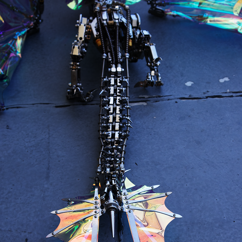 Dragón Mecánico Grande Metal 3D Criatura Mítica