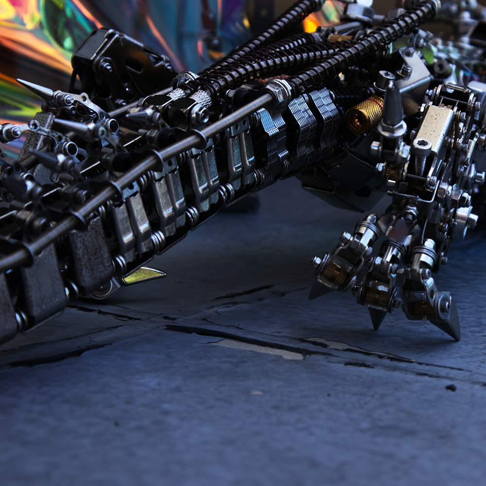 Dragón Mecánico Grande Metal 3D Criatura Mítica