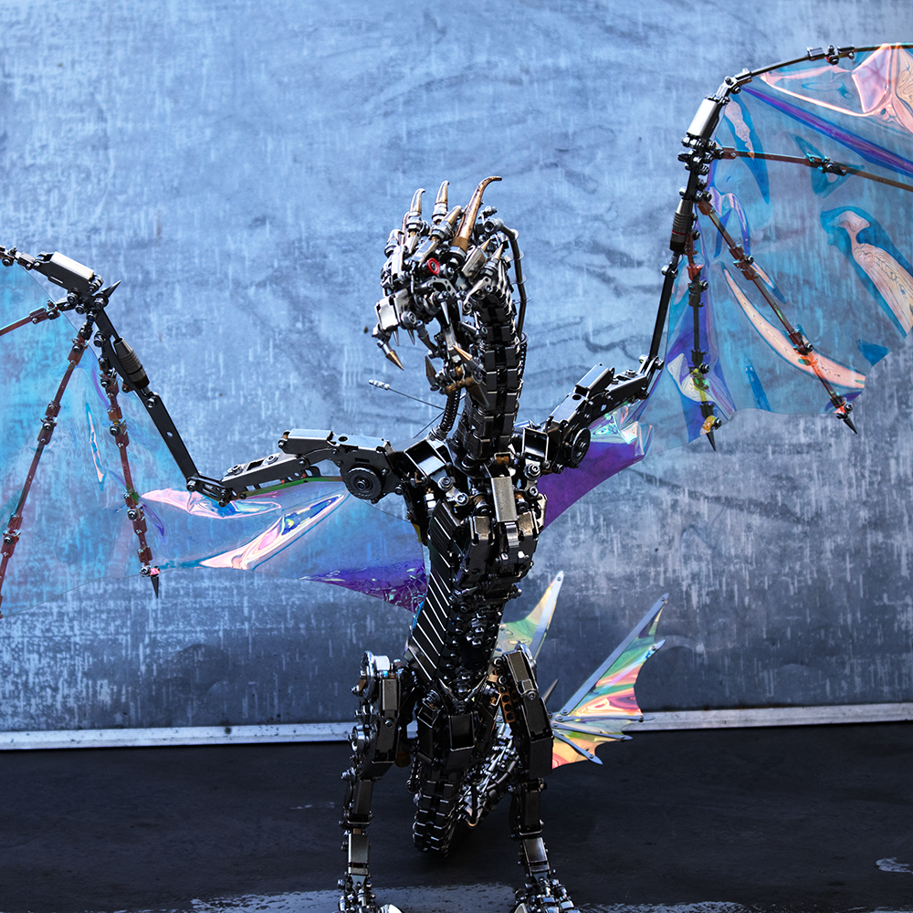 Dragón Mecánico Grande Metal 3D Criatura Mítica