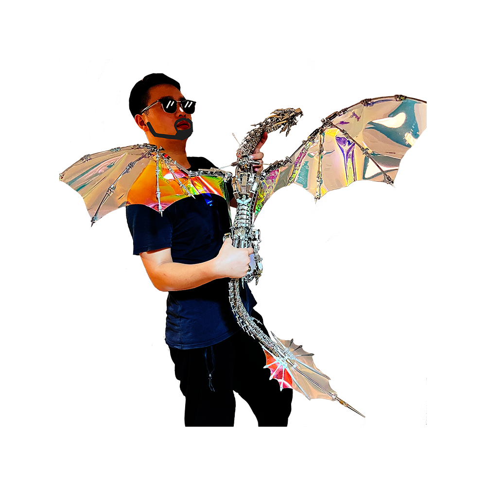 Dragón Mecánico Grande Metal 3D Criatura Mítica