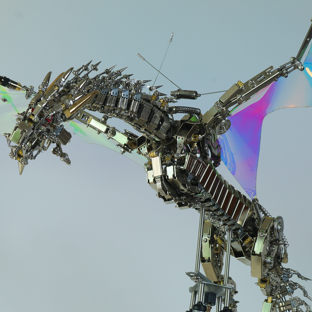 Dragón Mecánico Grande Metal 3D Criatura Mítica