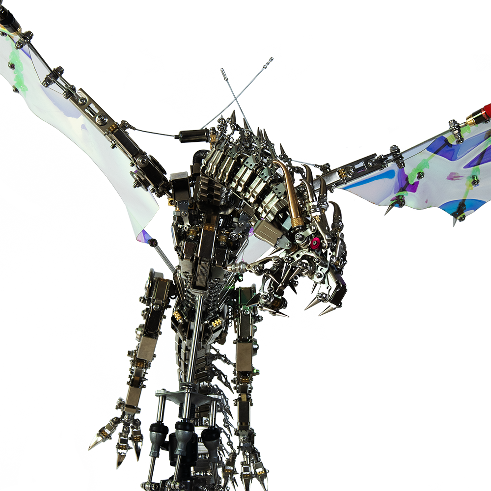 Dragón Mecánico Grande Metal 3D Criatura Mítica