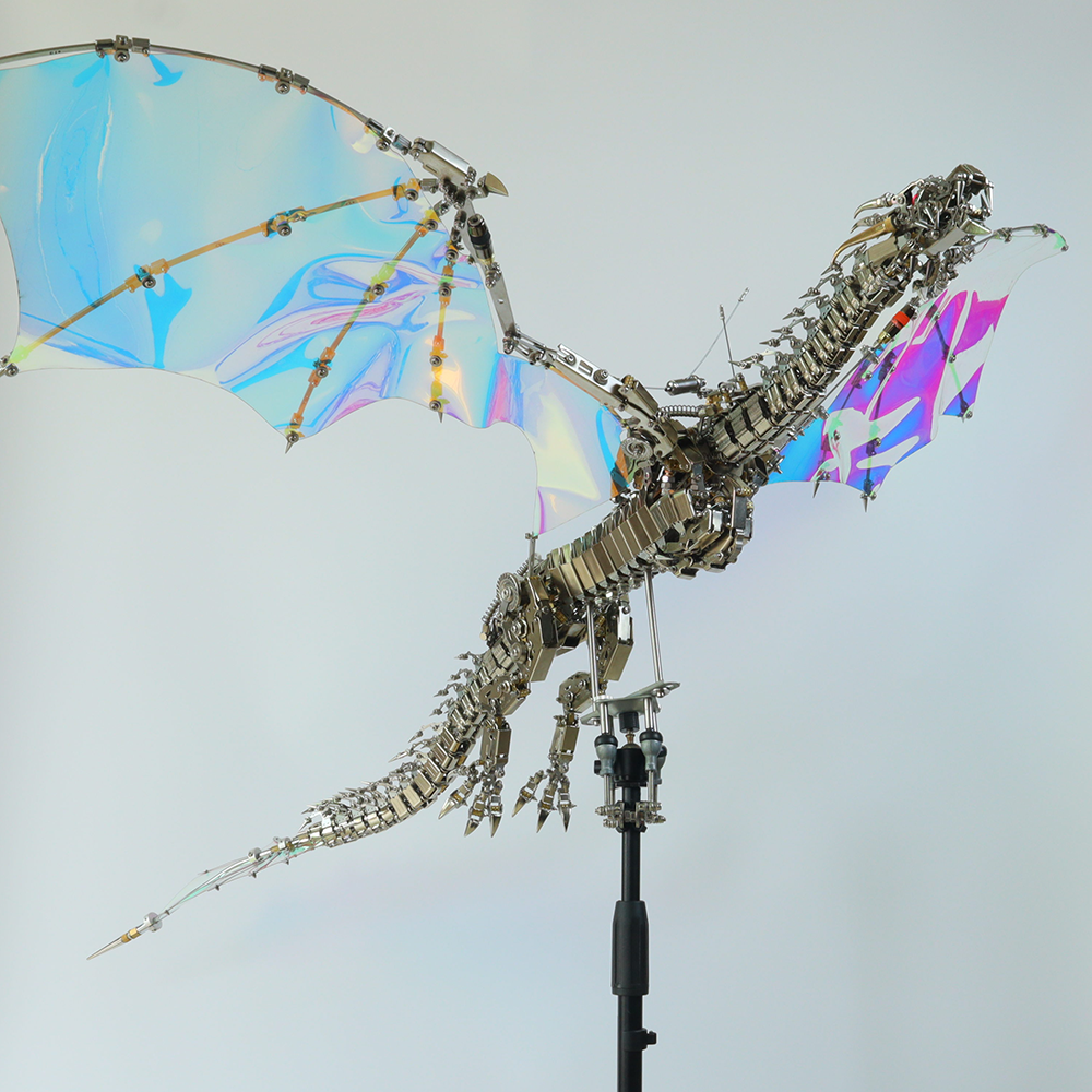 Dragón Mecánico Grande Metal 3D Criatura Mítica