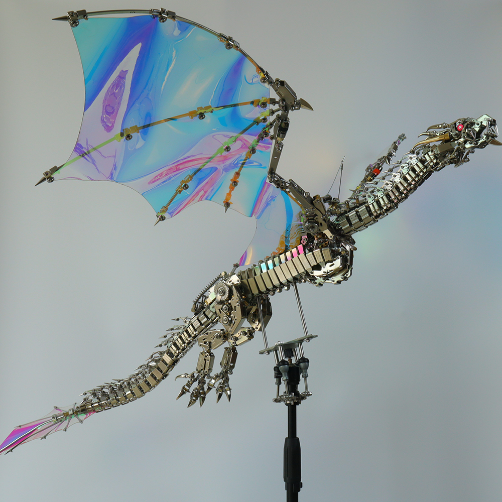 Dragón Mecánico Grande Metal 3D Criatura Mítica