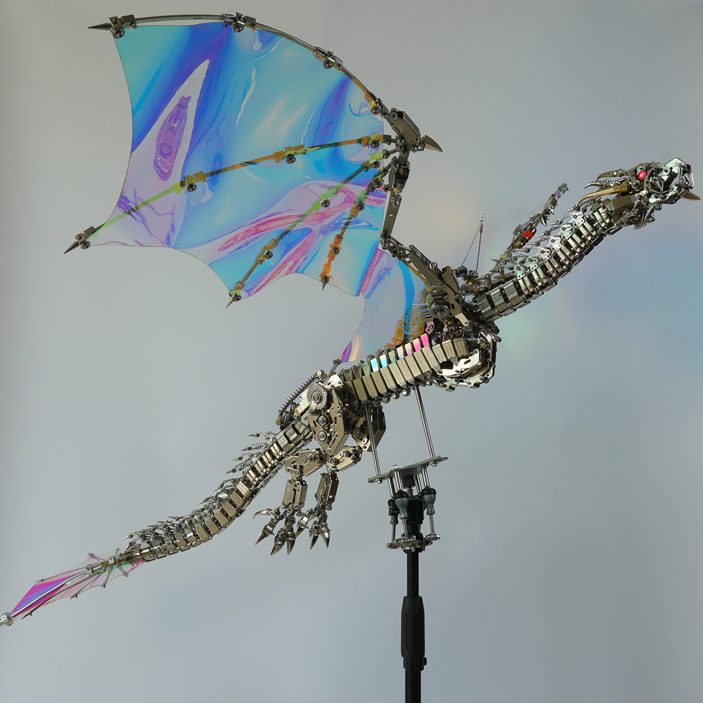 Dragón Mecánico Grande Metal 3D Criatura Mítica