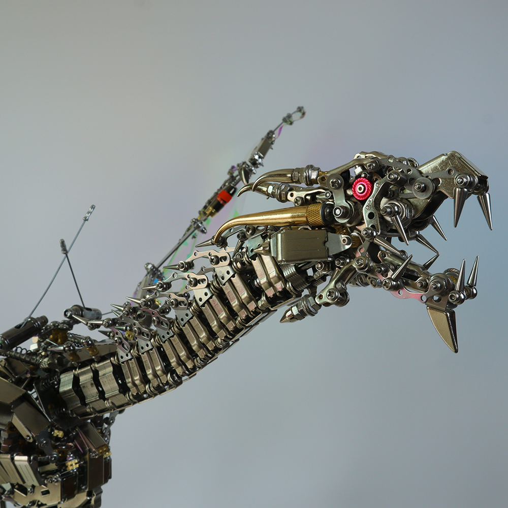Dragón Mecánico Grande Metal 3D Criatura Mítica