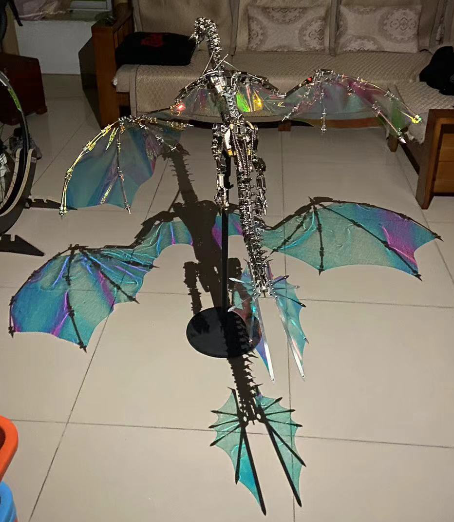 Dragón Mecánico Grande Metal 3D Criatura Mítica