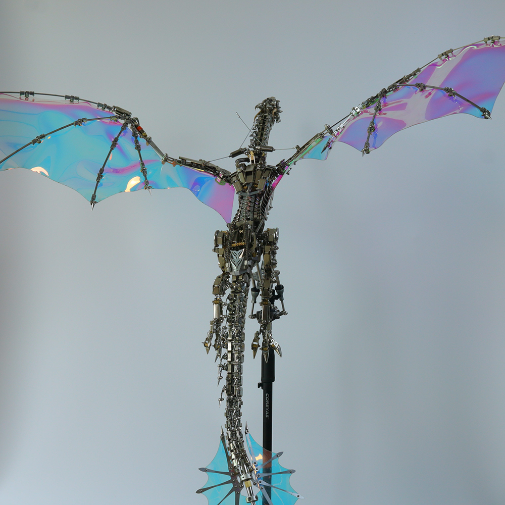 Dragón Mecánico Grande Metal 3D Criatura Mítica